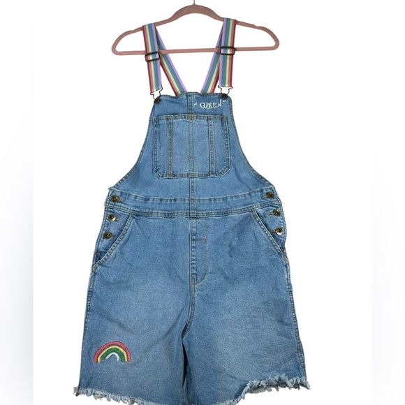 Target Pants - Jean Overalls Shorts Denim Target Pride Rainbow Queen Women's Sz XS Adjustable